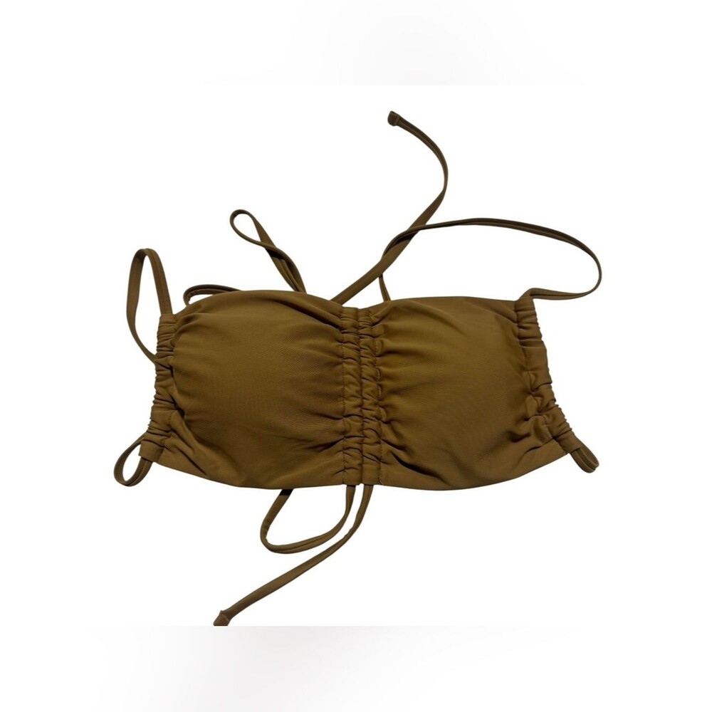 NWOT Aerie Camel Brown Rouched Bandeau Padded Bikini Swim Top